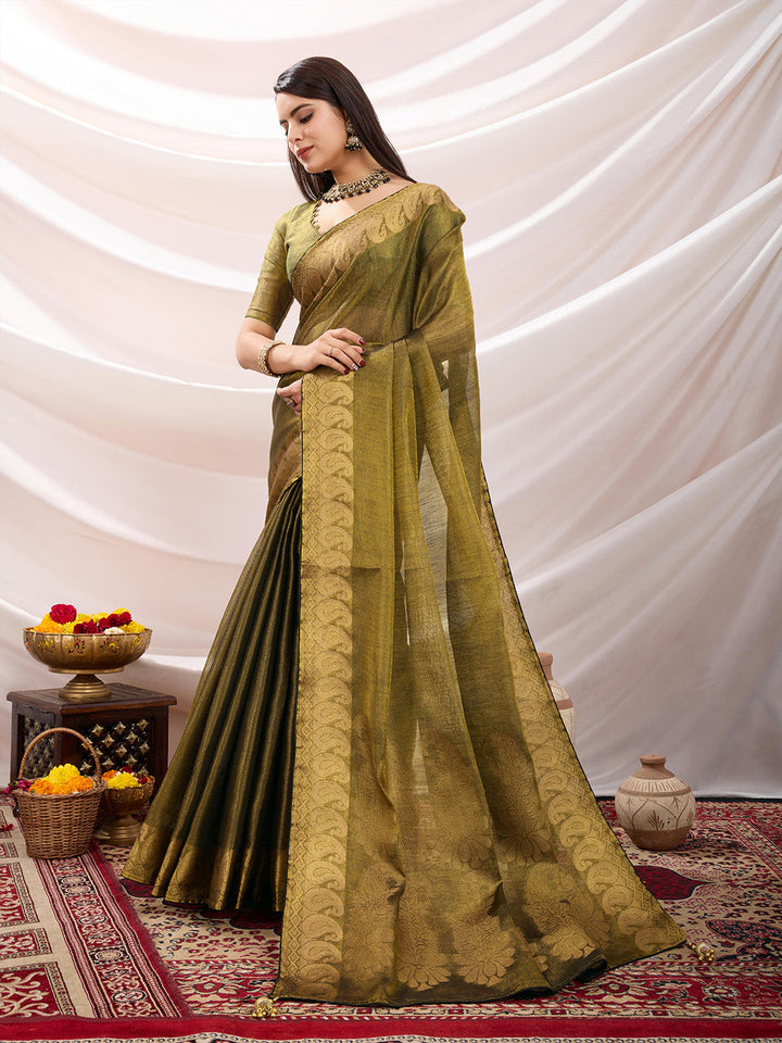 Woven Design Cotton Linen Saree