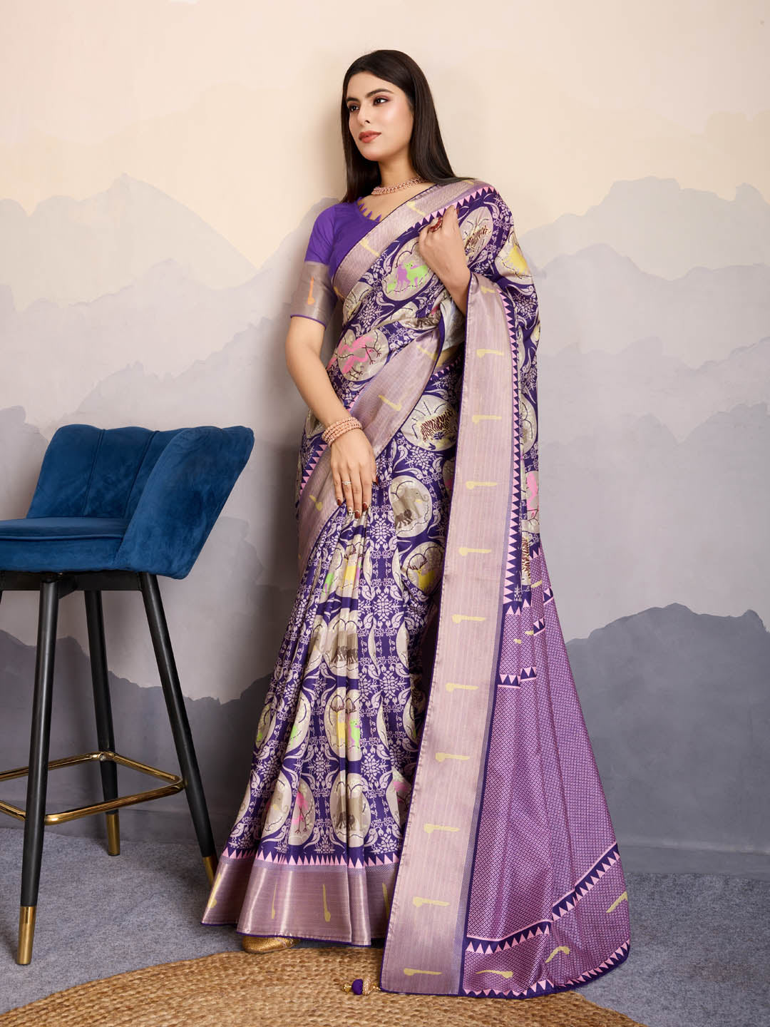 Zari Jaal Woven Art Silk Saree