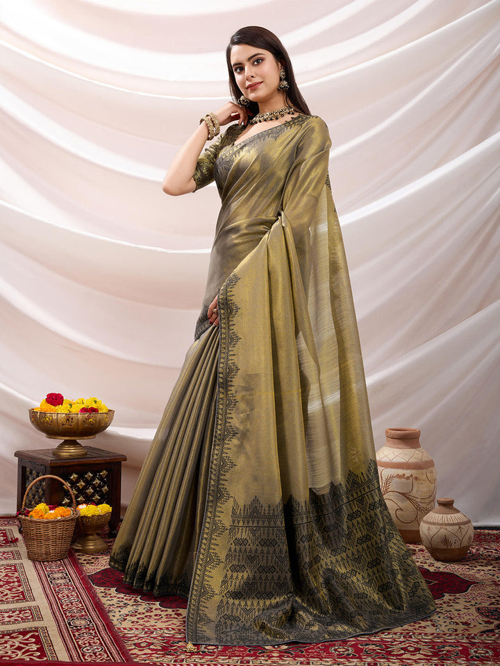 Woven Design Cotton Linen Saree