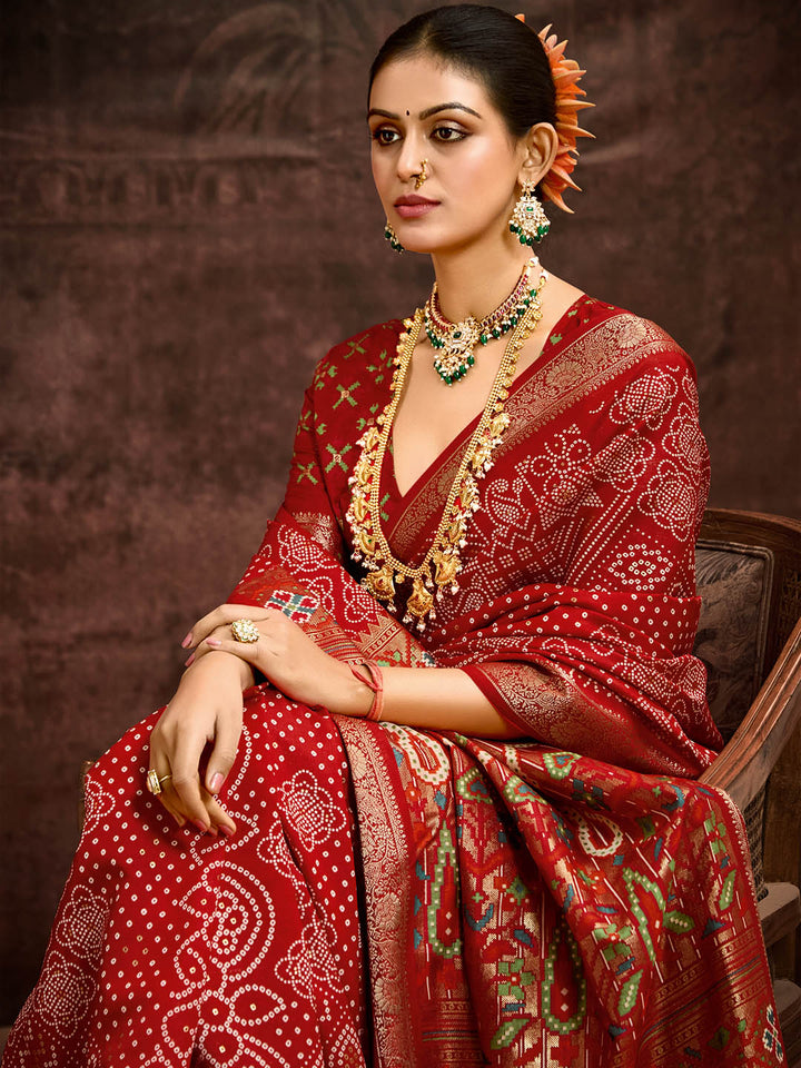 Bandhani Printed Art Silk Saree