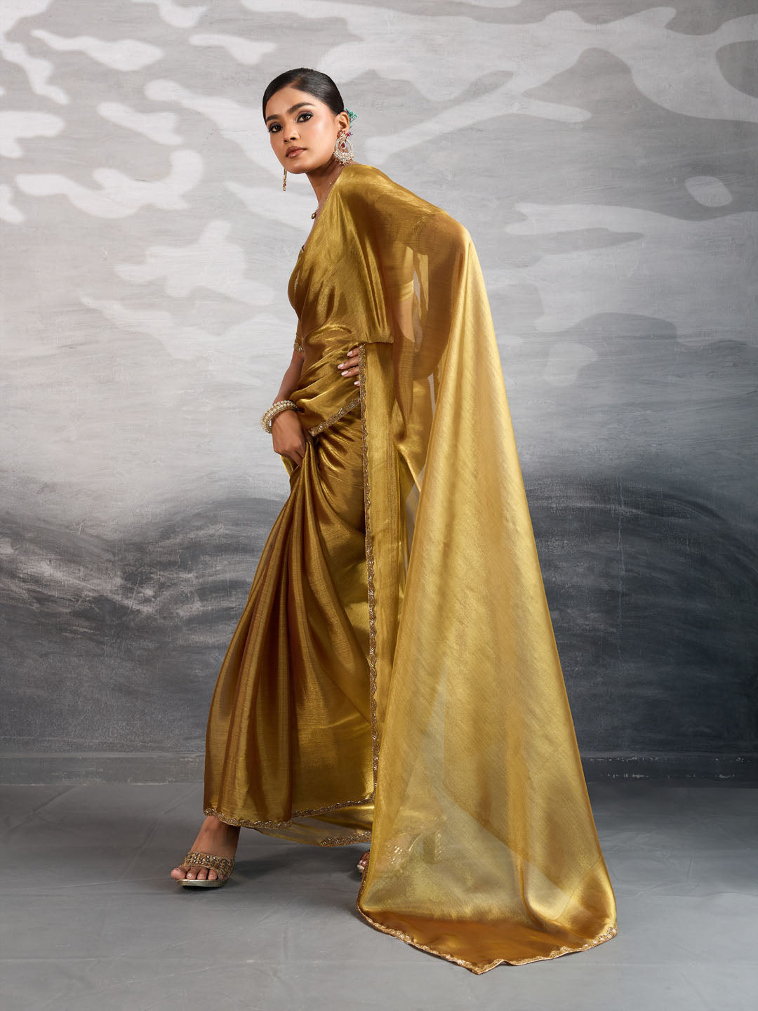 Embroidered Burberry Saree