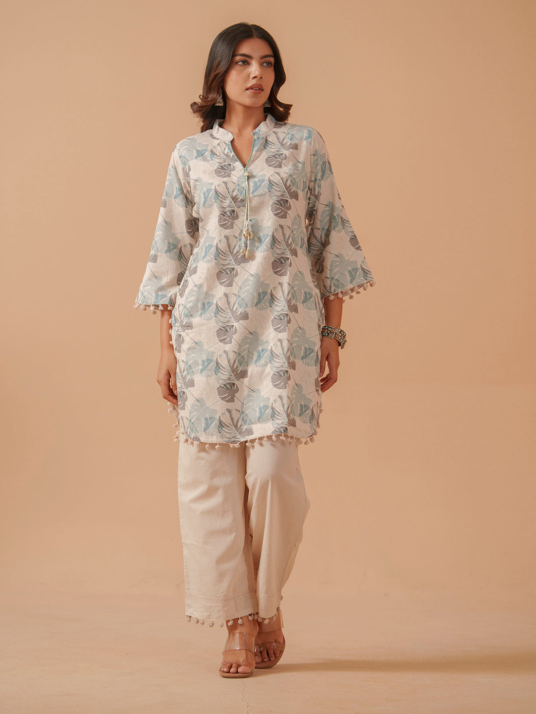 Printed Cotton Blend Kurta With Pants