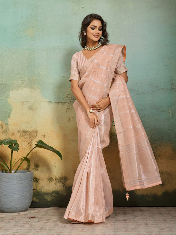 Woven Design Tissue Linen Saree