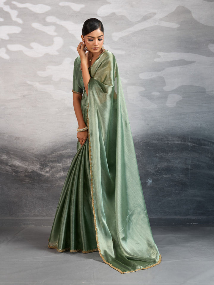 Embroidered Burberry Saree