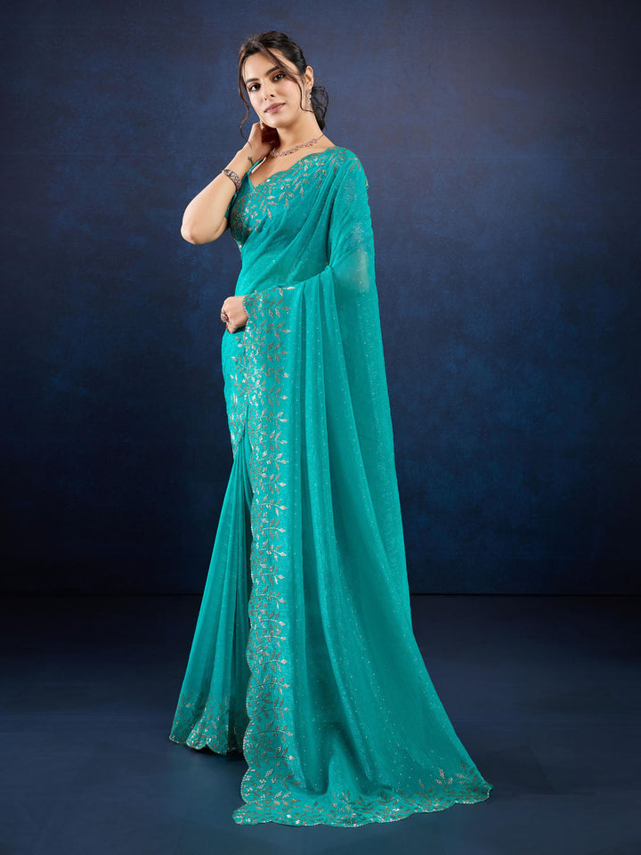 Embroidered Chiffon Crush Saree