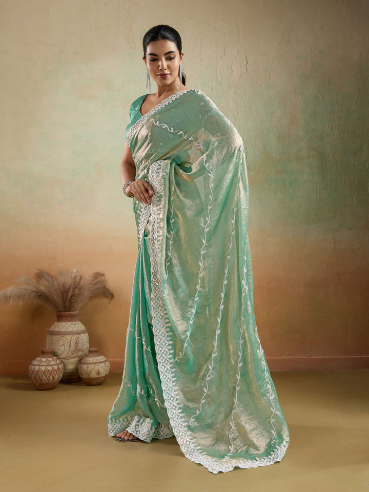 Embroidered Chiffon Velvet Saree