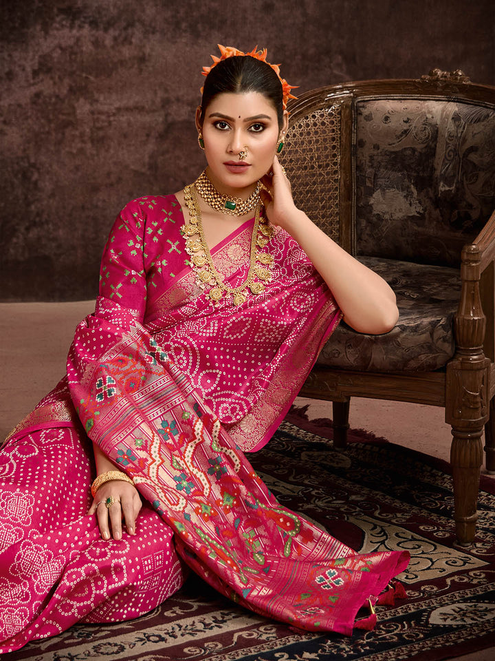Bandhani Printed Art Silk Saree