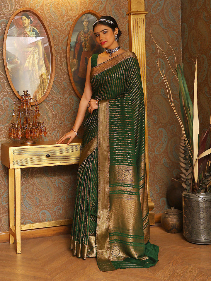 Antique Zari Woven Crepe Plain Saree