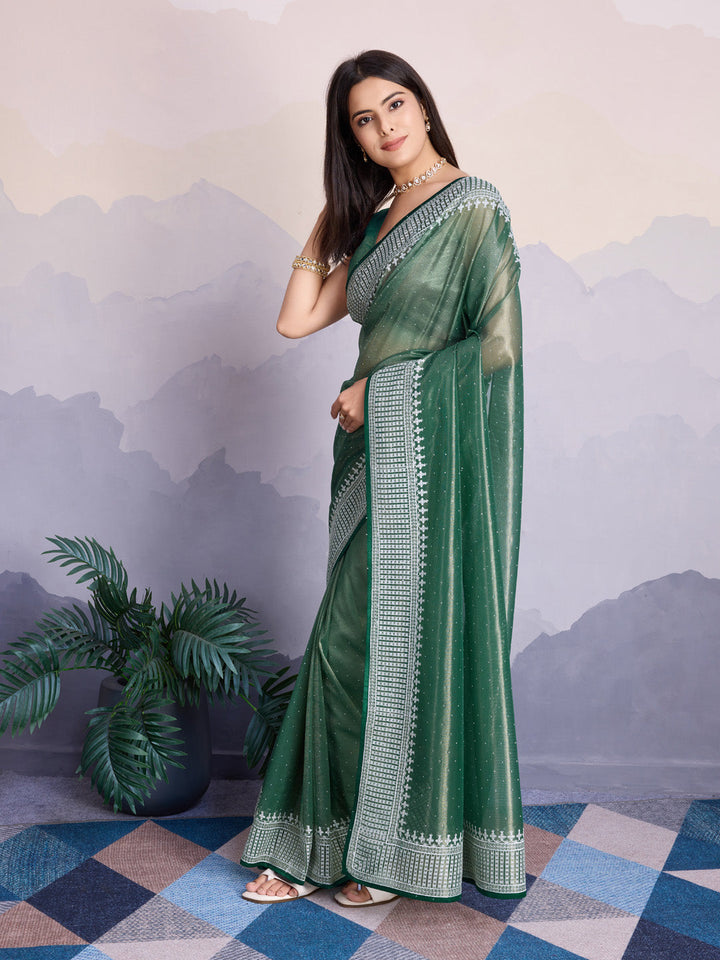 Embroidered Net Saree