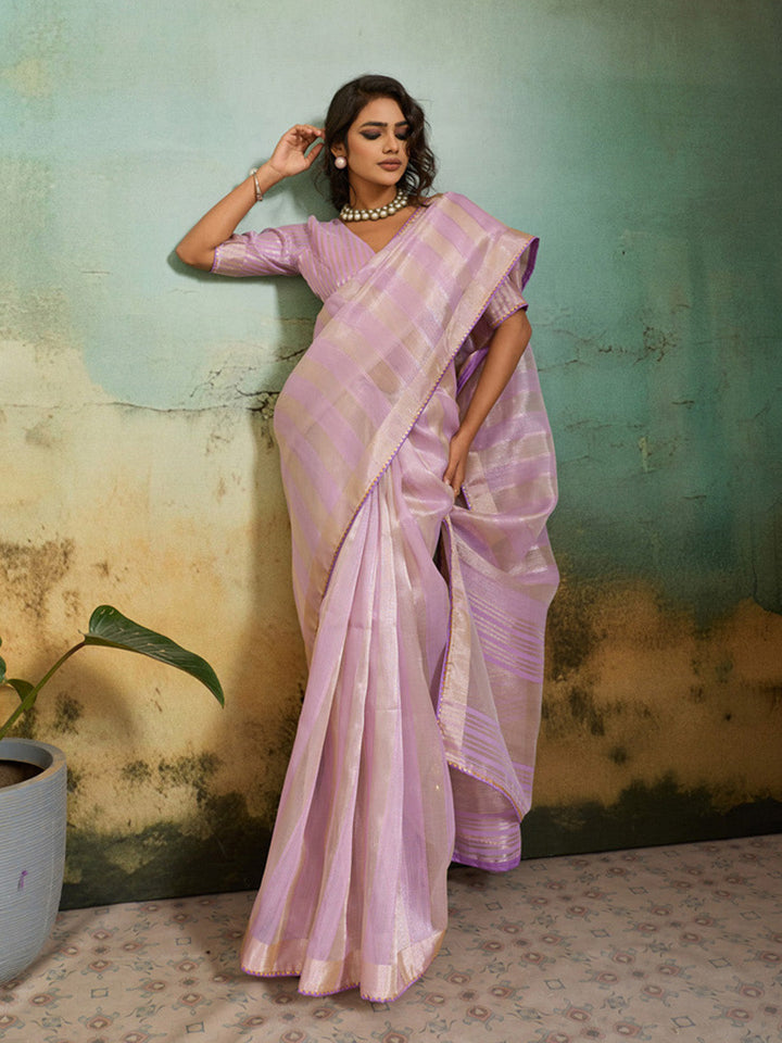 Woven Design Tissue Linen Saree