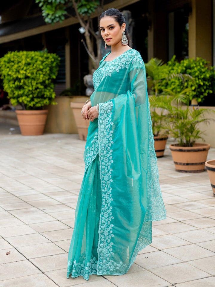 Embroidered Net Saree