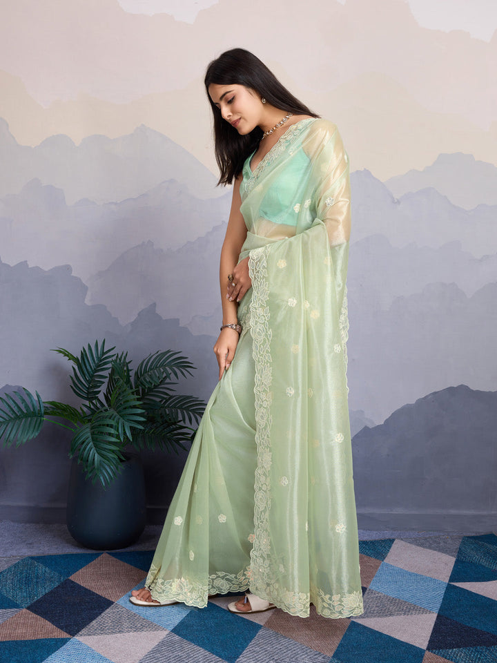 Embroidered Net Saree