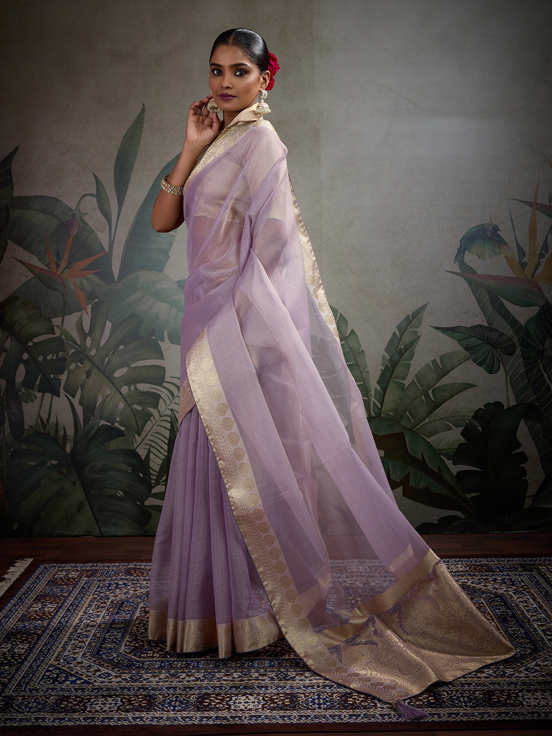 Woven Border Plain Art Silk Saree