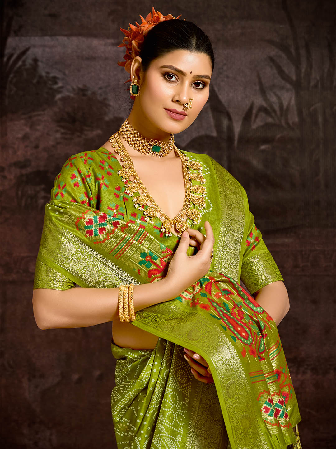 Bandhani Printed Art Silk Saree
