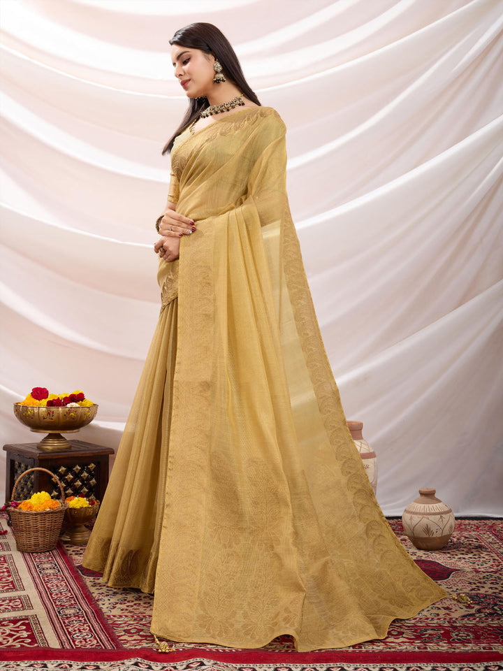 Woven Design Cotton Linen Saree
