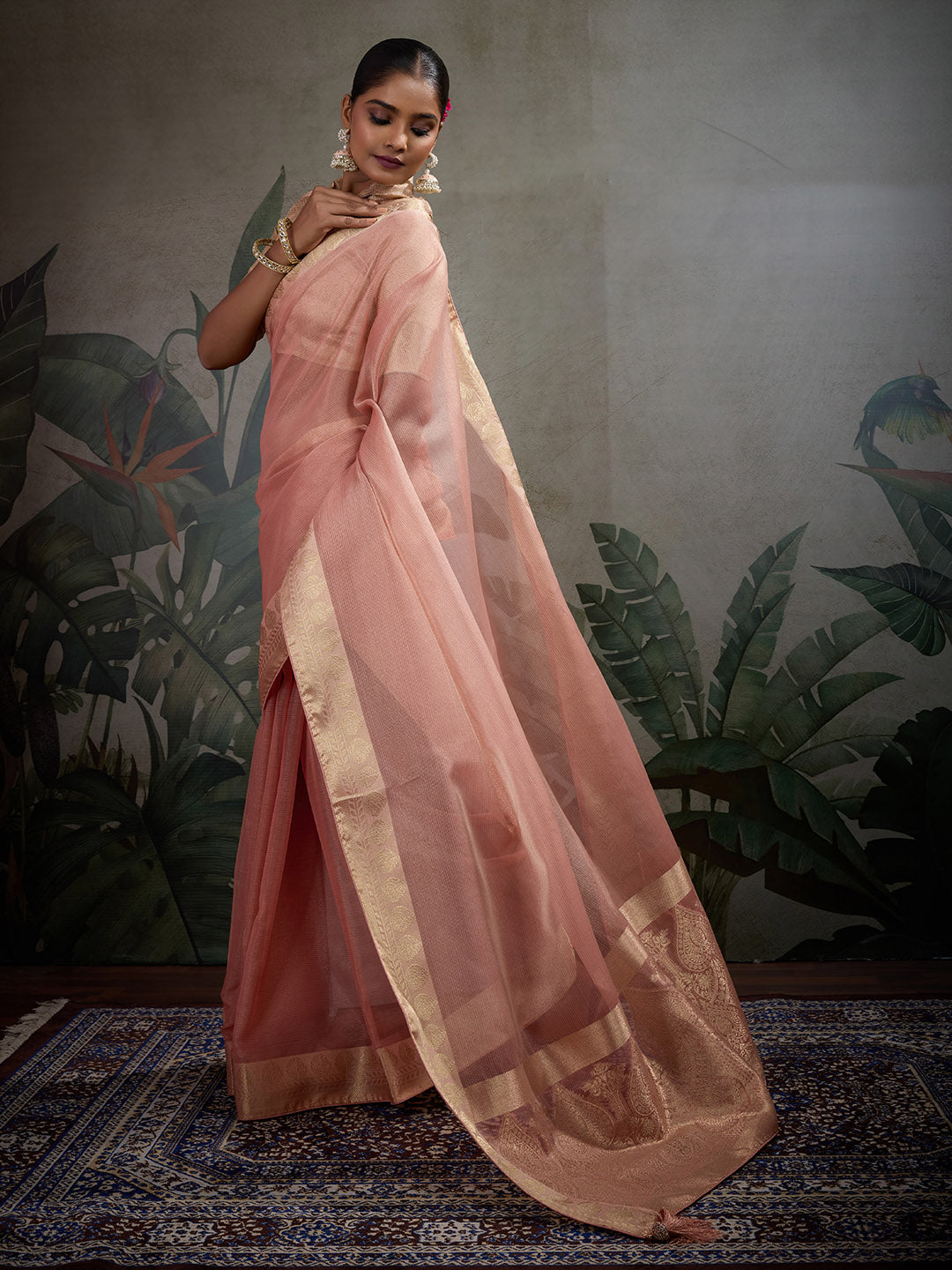 Woven Border Plain Art Silk Saree