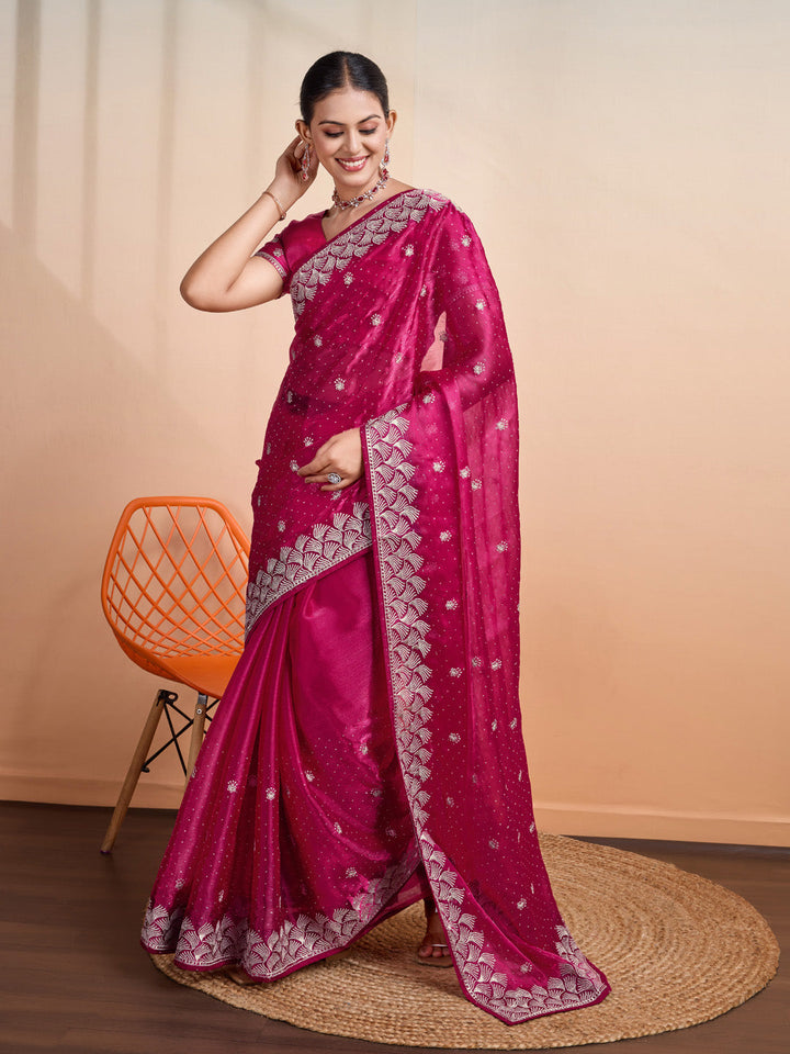 Embroidered Linen Blend Saree