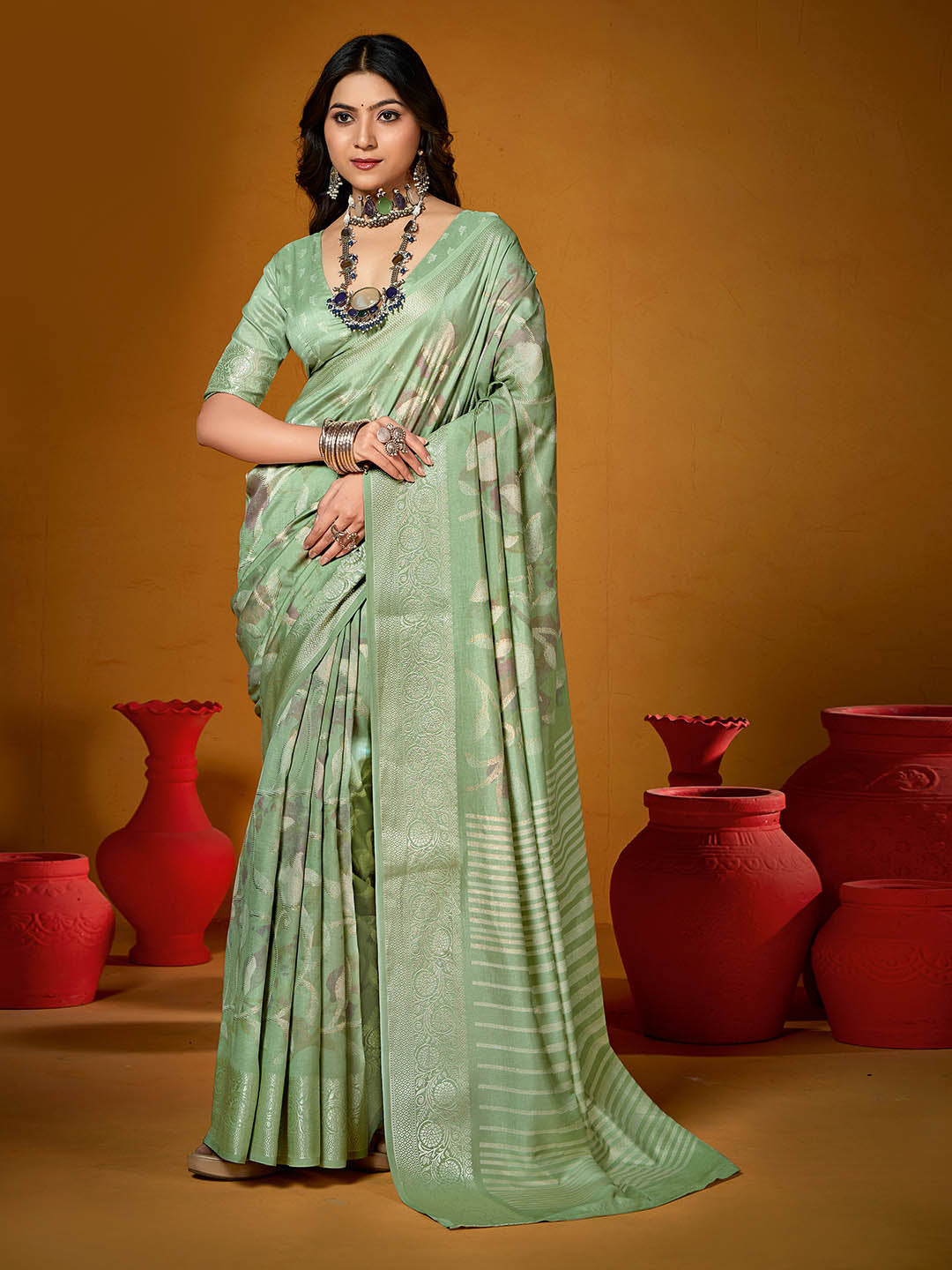 Zari Jaal Woven Art Silk Saree
