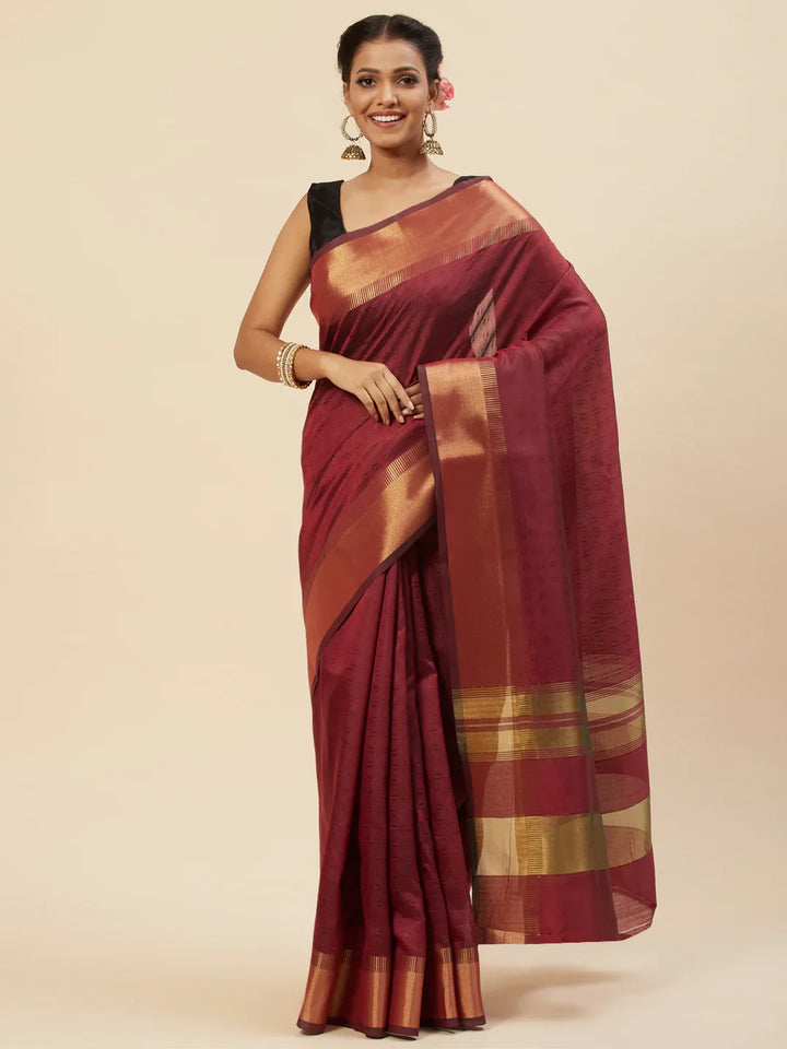 Plain Zari Border Handloom Woven Saree