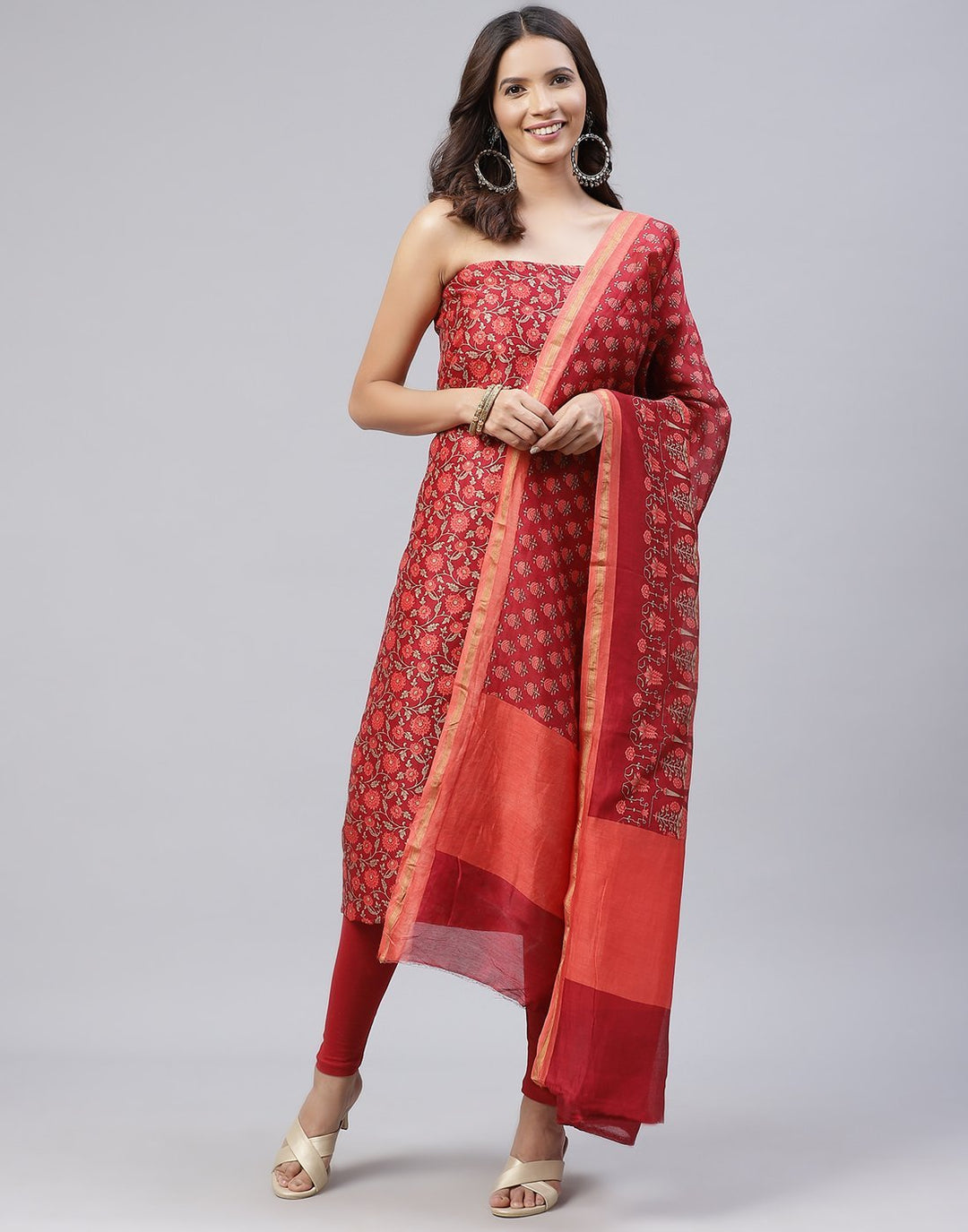 Printed Chanderi Suit Piece