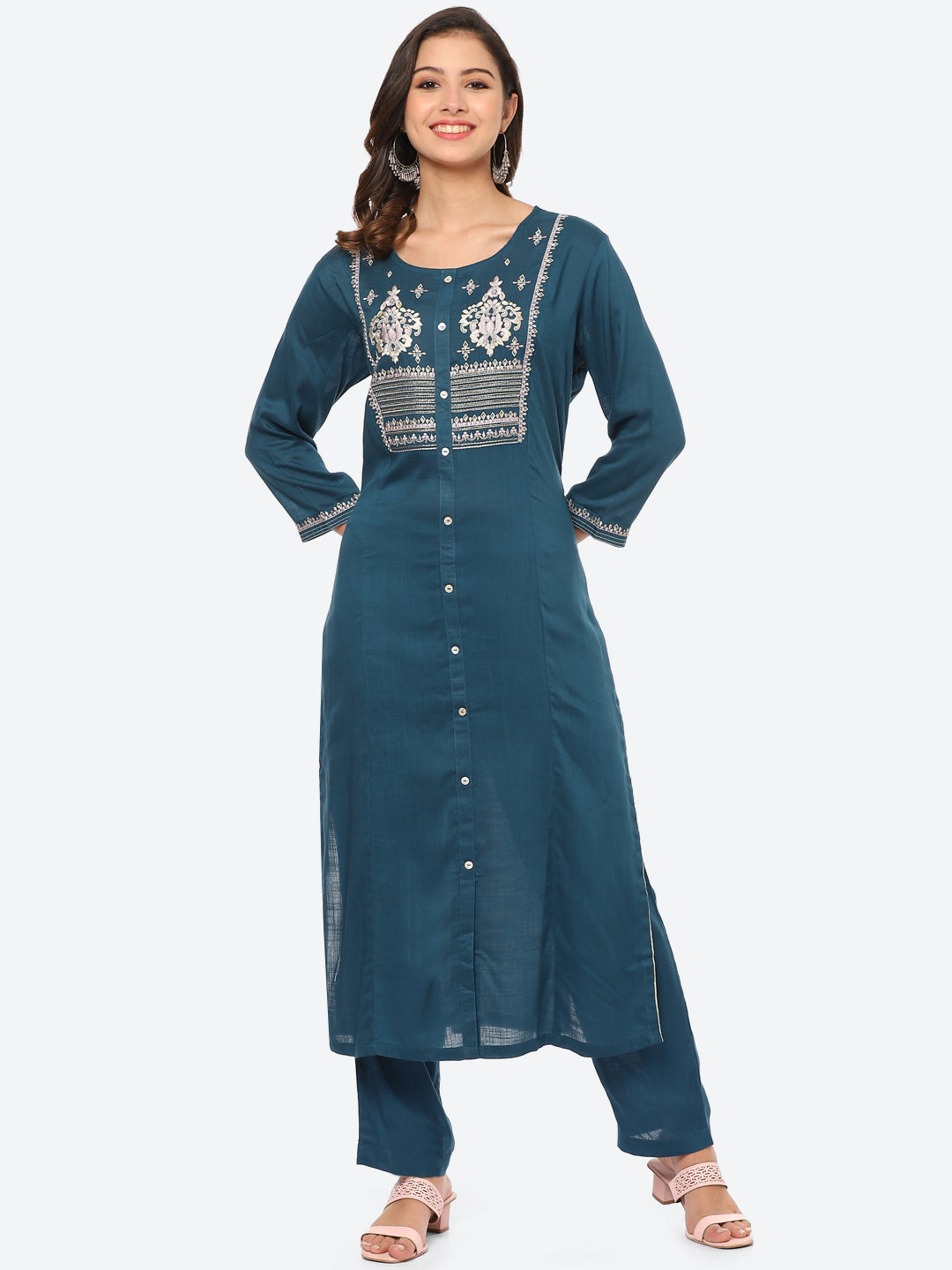 Resham Work Cotton Kurta With Pant