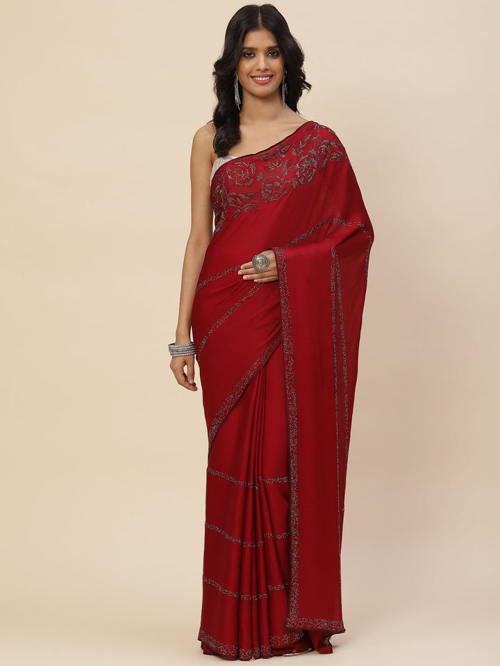 Stone Embroidered Chiffon Saree
