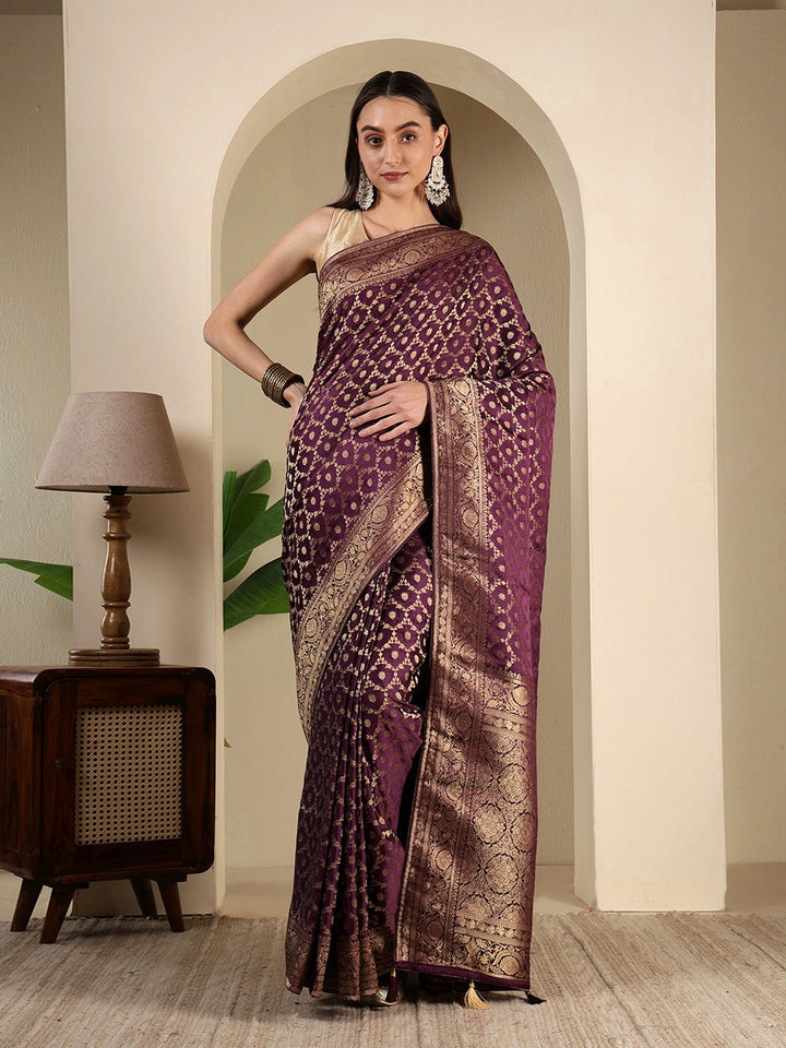 Woven Design Satin Saree