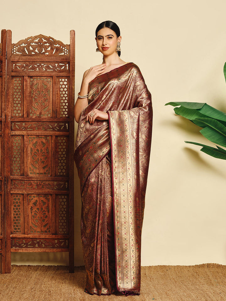 Paisley Woven Design Art Silk Saree