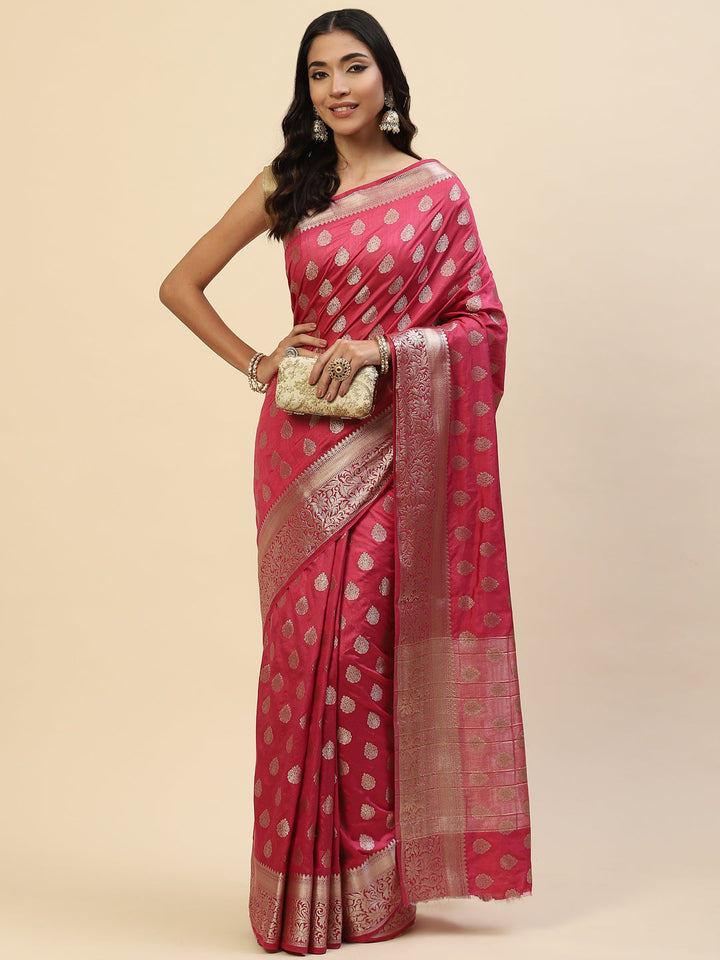 Zari Border Booti Handloom Woven Saree