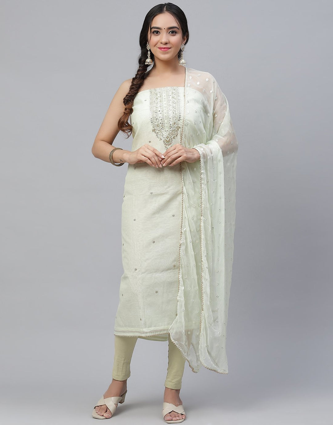 Chanderi Embroidered Suit Piece