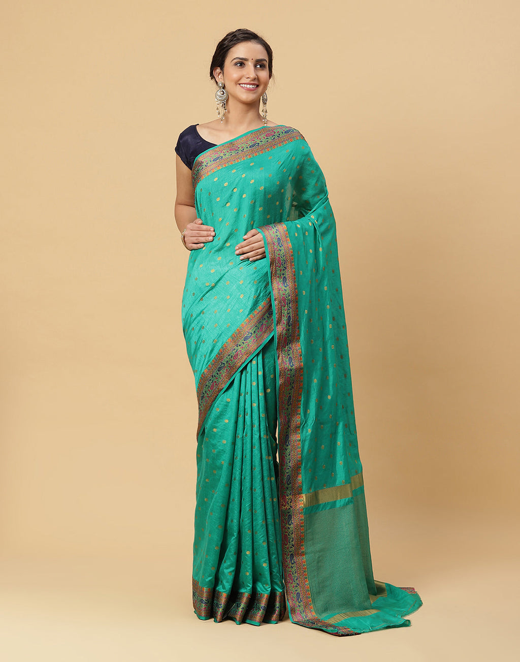 Woven Art Handloom Saree With Zari Booti Border