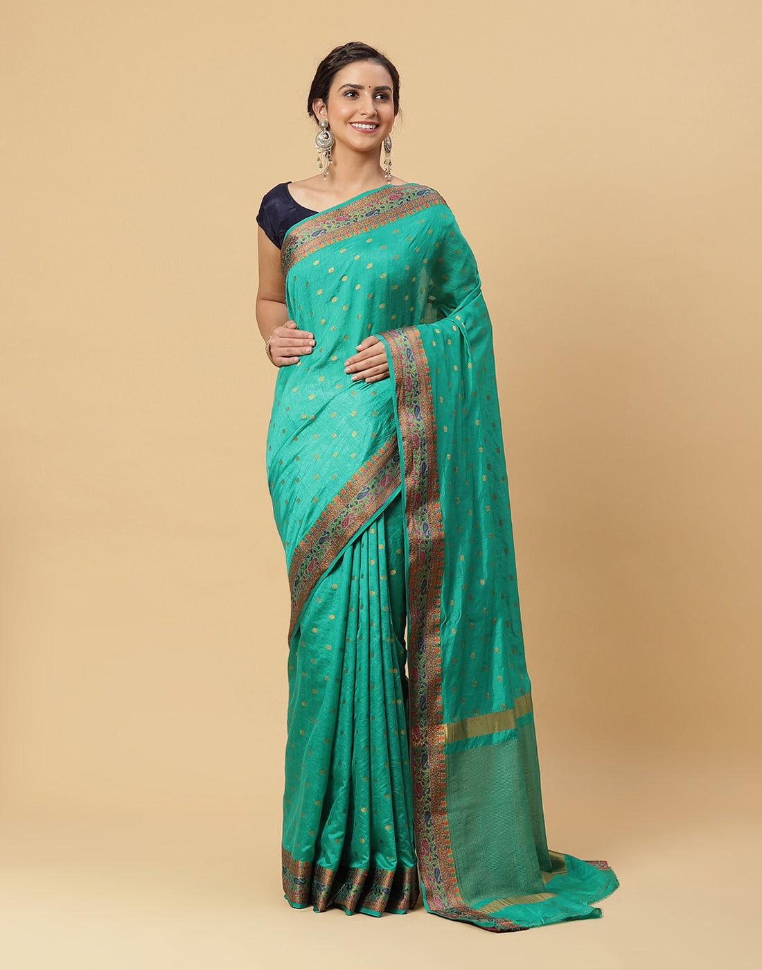Woven Art Handloom Saree With Zari Booti Border