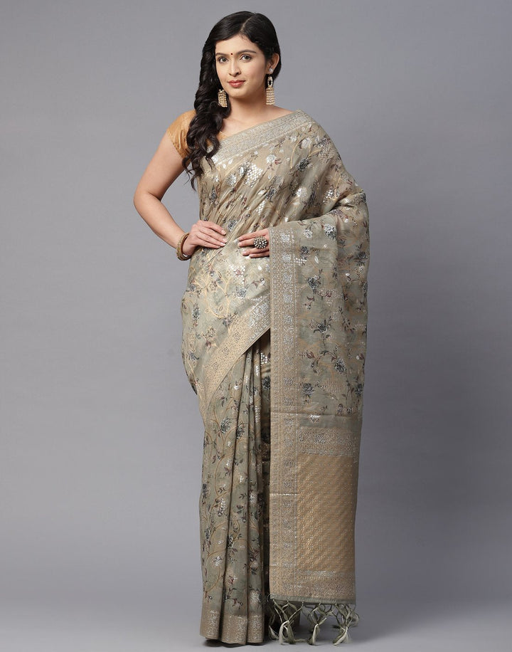 Printed Cotton Chanderi Saree