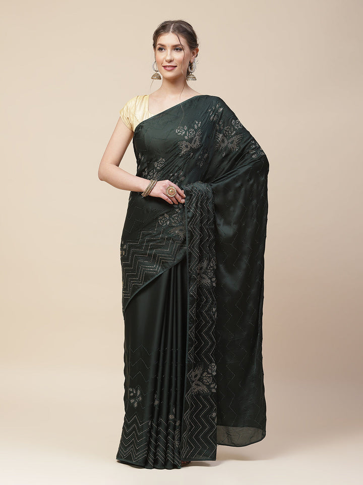 Stone Embroidered Satin Saree