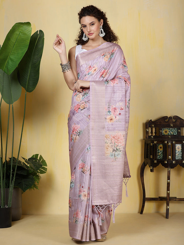 Digital Printed Tussar Saree