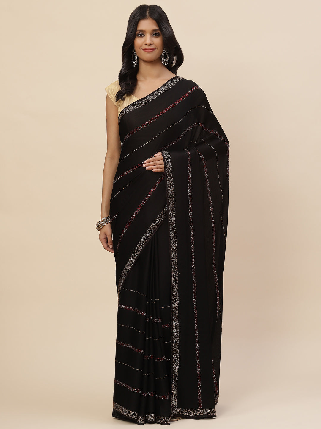 Stone Embroidered Chiffon Saree
