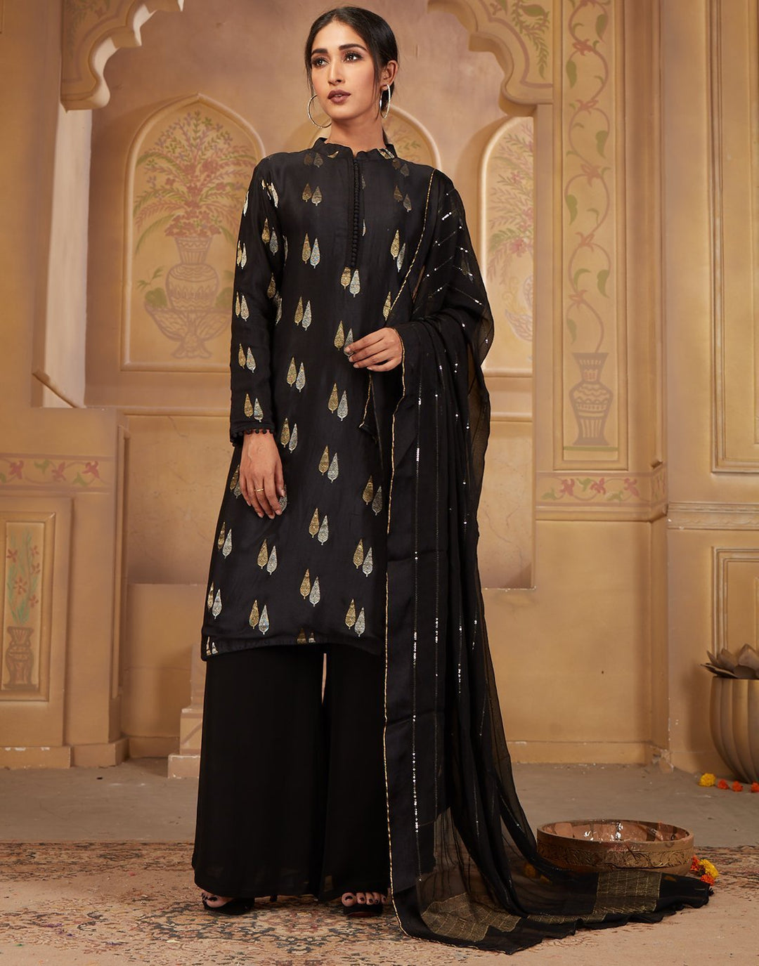 MBZ Meena Bazaar-Black Georgette Salwar Kameez