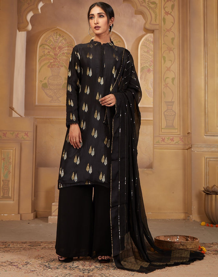 MBZ Meena Bazaar-Black Georgette Salwar Kameez