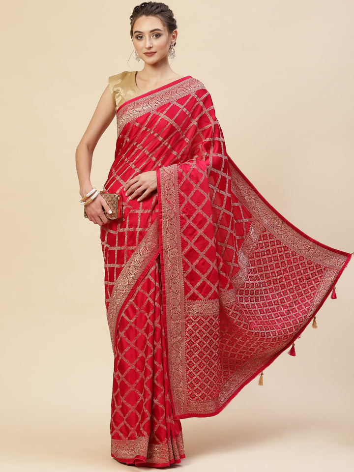 Zari Jaal Satin Woven Saree