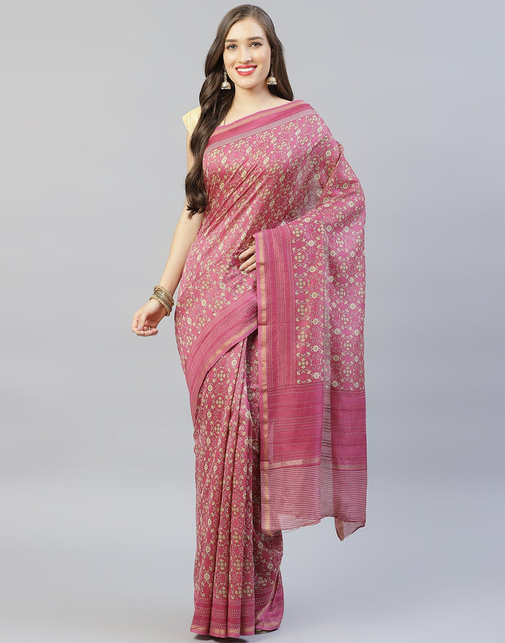 Kantha Border Printed Cotton Saree