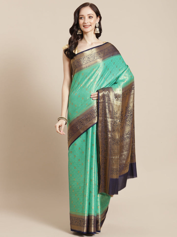 Brocade Zari Booti Art Handloom Woven Saree