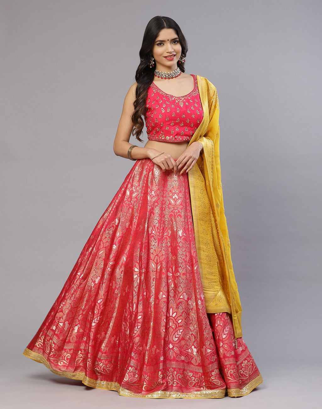 Banarasi Handloom Dupion Laacha with Contrast dupatta
