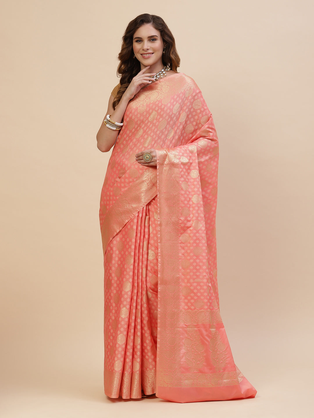 Zari Border Booti Cotton Woven Saree
