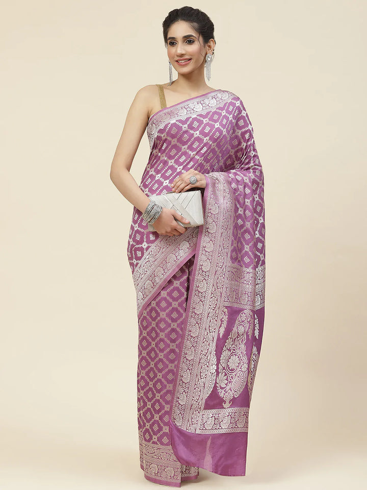 Zari Jaal Crepe Plain Saree