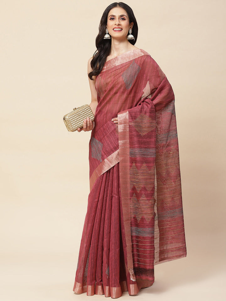 Plain Zari Border Woven Cotton Saree