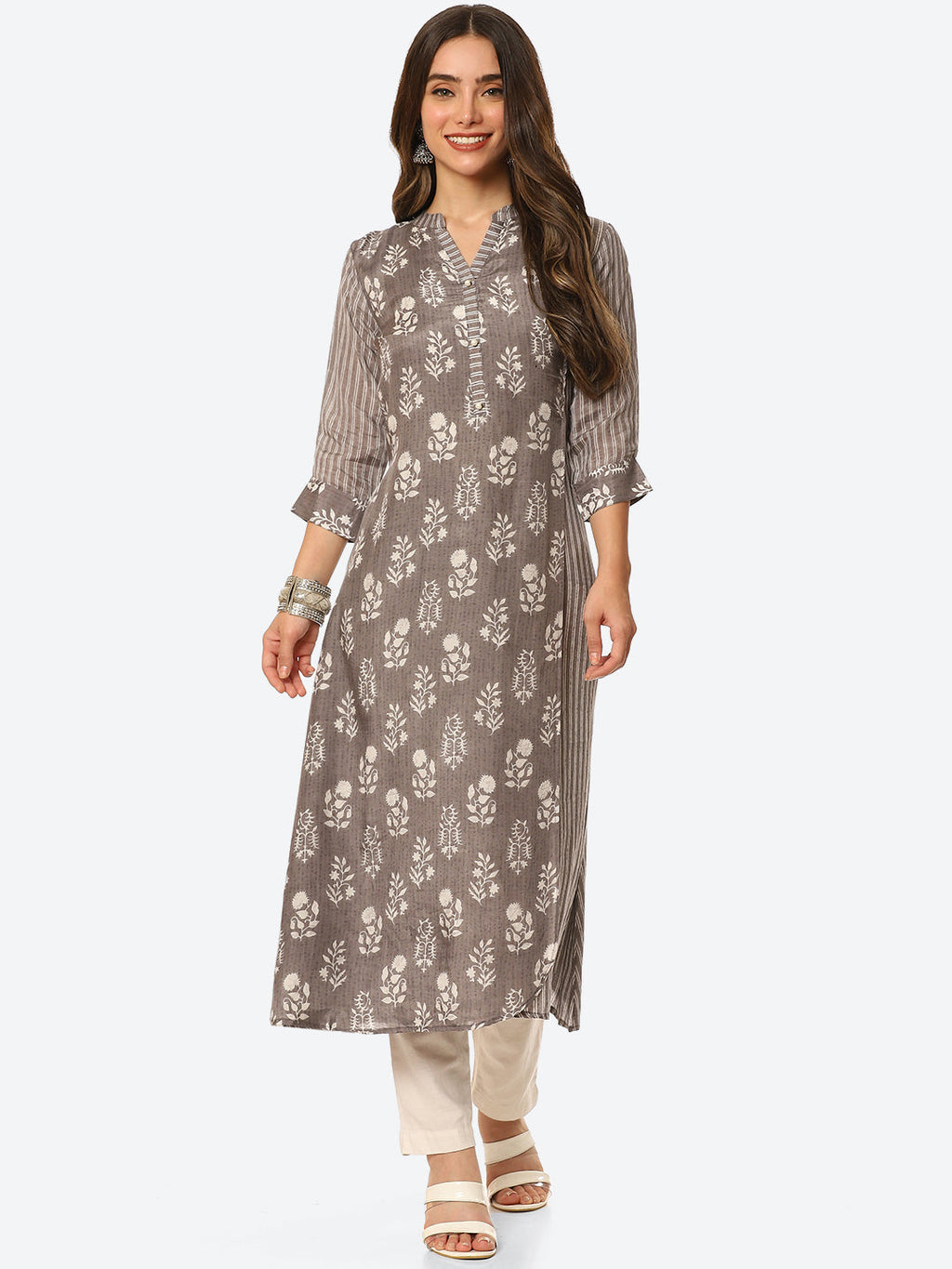 Floral Printed Muslin Kurta