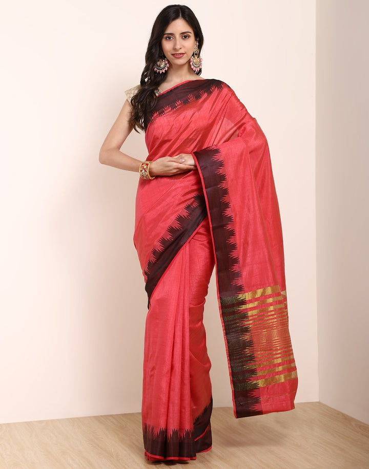 MBZ Meena Bazaar-Mustard Art Handloom Saree