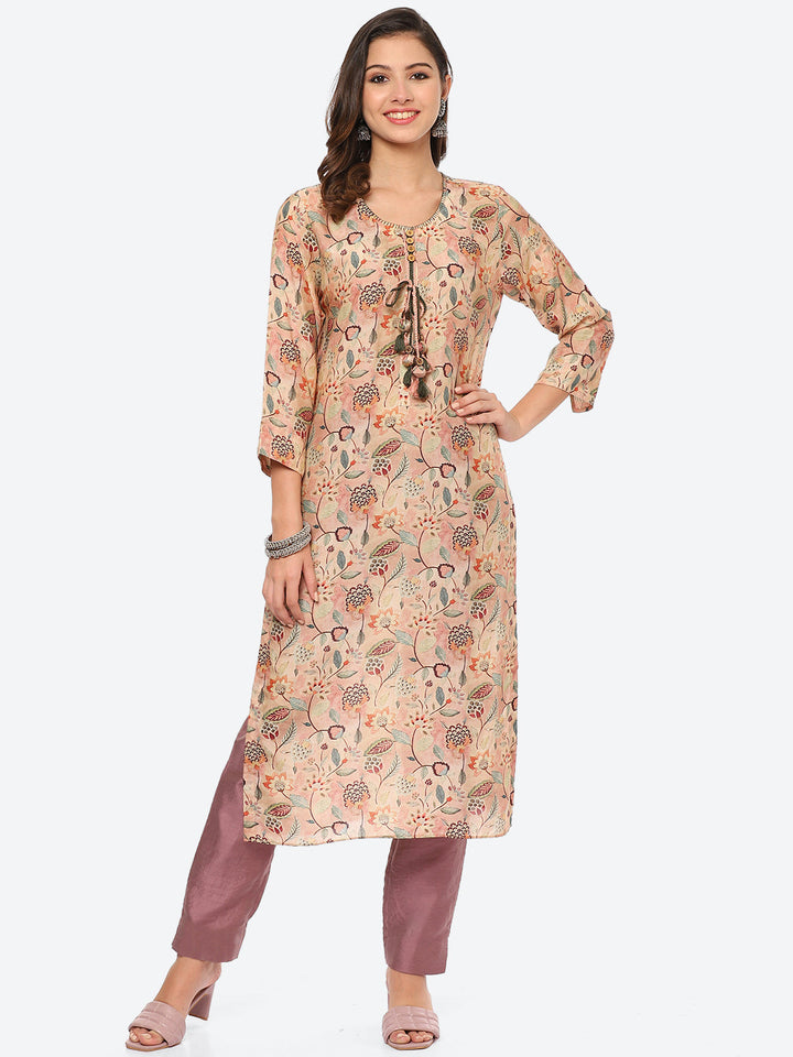 Floral Printed Muslin Kurta