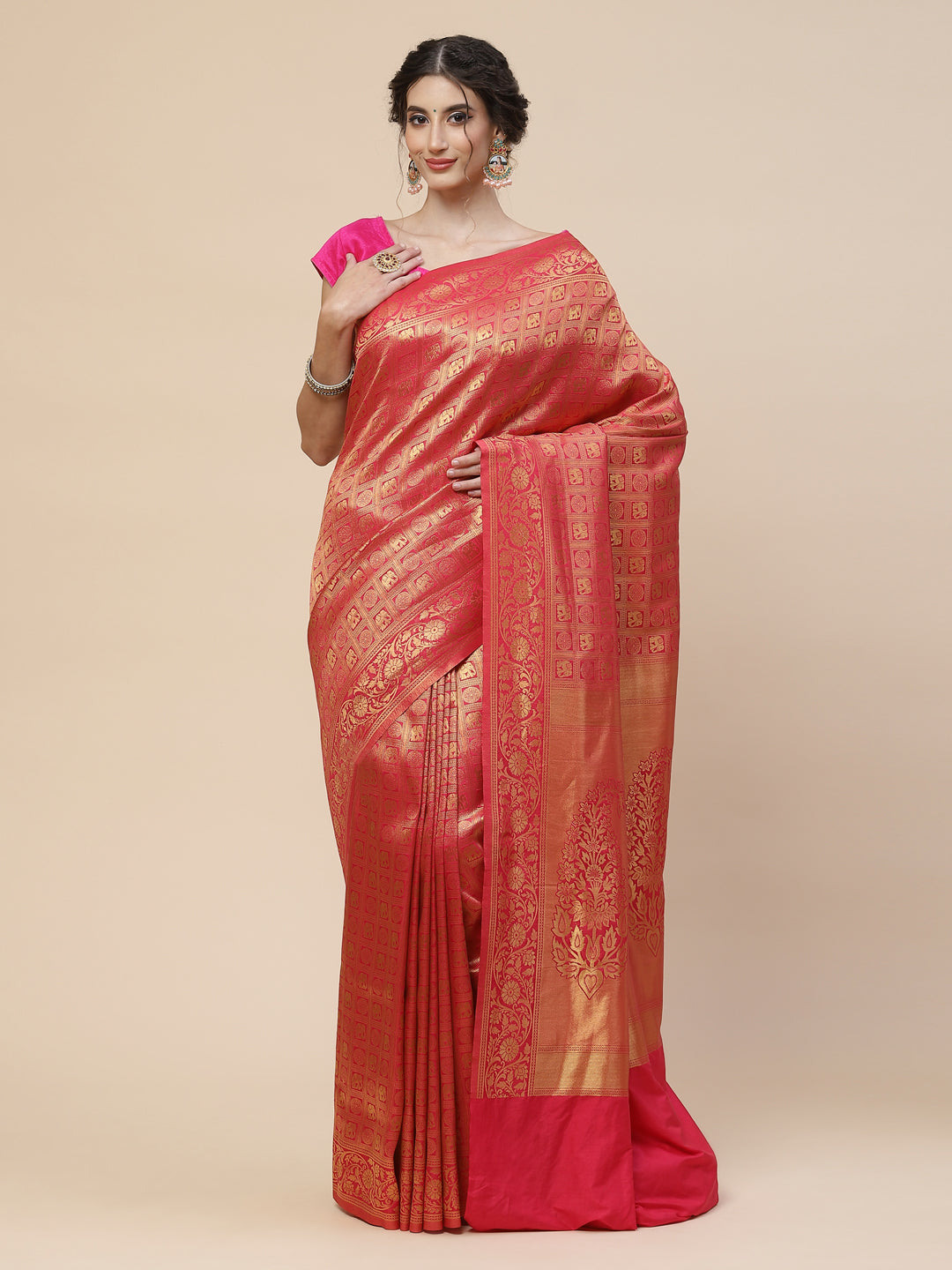 Brocade Zari Jaal Art Handloom Woven Saree