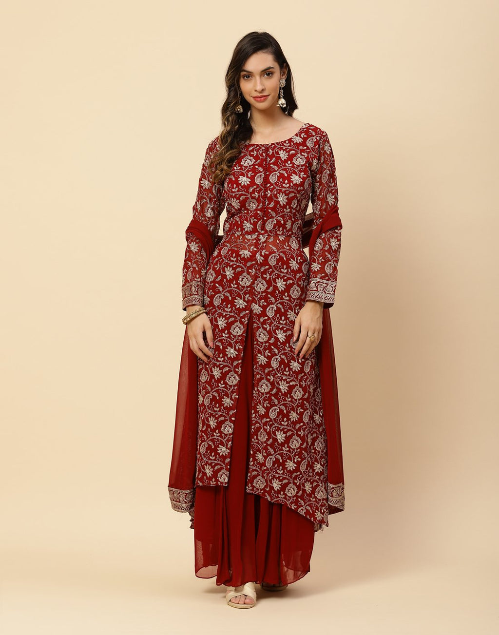 Embroidered Georgette Salwar Kameez Stitched Suit With Net Dupatta